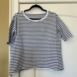 Frank & Eileen Classic Navy and White Striped Josephine Shirt